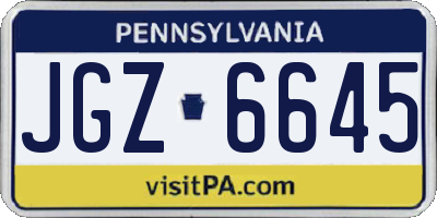 PA license plate JGZ6645