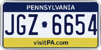 PA license plate JGZ6654