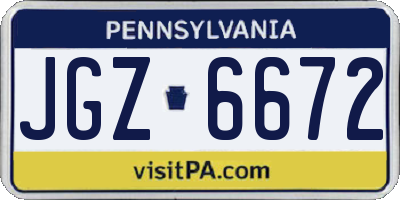 PA license plate JGZ6672