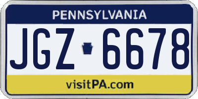 PA license plate JGZ6678