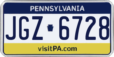 PA license plate JGZ6728