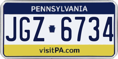 PA license plate JGZ6734