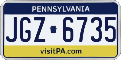 PA license plate JGZ6735