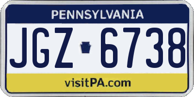 PA license plate JGZ6738