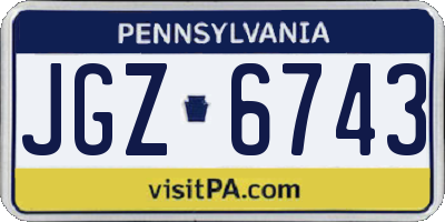 PA license plate JGZ6743