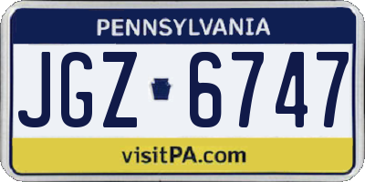 PA license plate JGZ6747