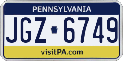 PA license plate JGZ6749