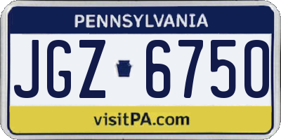 PA license plate JGZ6750