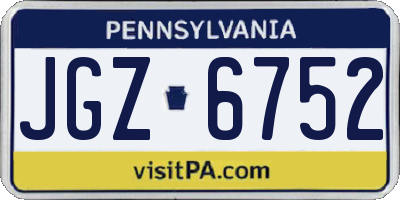 PA license plate JGZ6752