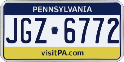PA license plate JGZ6772