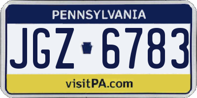 PA license plate JGZ6783