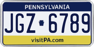 PA license plate JGZ6789