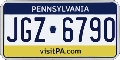 PA license plate JGZ6790