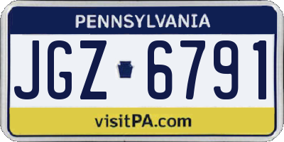 PA license plate JGZ6791