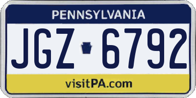 PA license plate JGZ6792