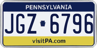 PA license plate JGZ6796