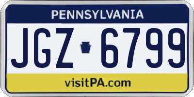 PA license plate JGZ6799