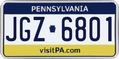 PA license plate JGZ6801