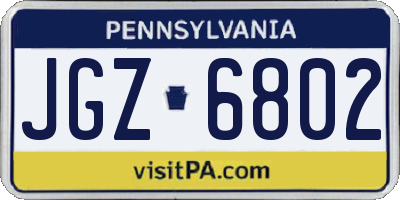 PA license plate JGZ6802