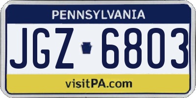 PA license plate JGZ6803