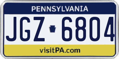 PA license plate JGZ6804