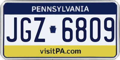 PA license plate JGZ6809