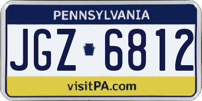 PA license plate JGZ6812