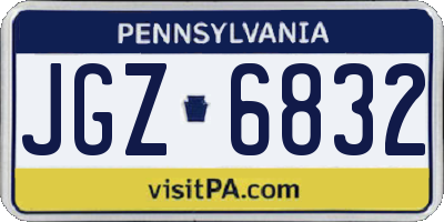 PA license plate JGZ6832