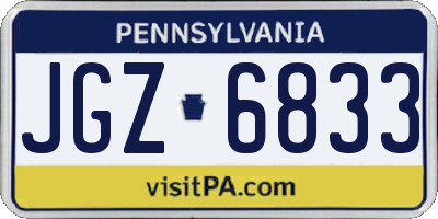 PA license plate JGZ6833