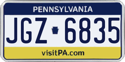 PA license plate JGZ6835