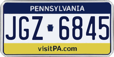 PA license plate JGZ6845