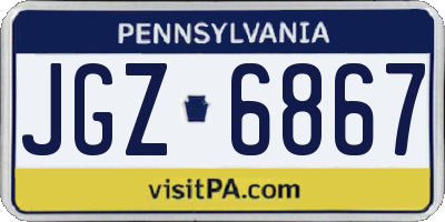 PA license plate JGZ6867