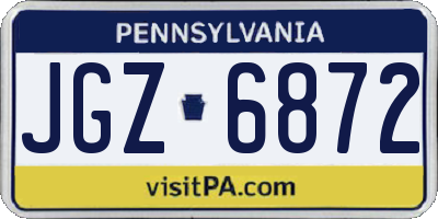 PA license plate JGZ6872