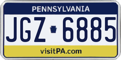 PA license plate JGZ6885