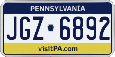 PA license plate JGZ6892