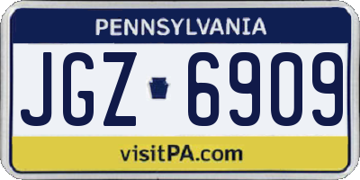 PA license plate JGZ6909
