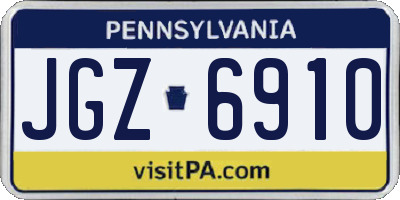PA license plate JGZ6910