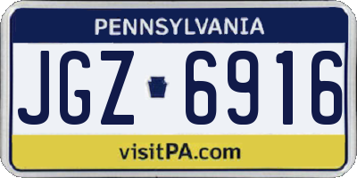 PA license plate JGZ6916