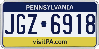 PA license plate JGZ6918
