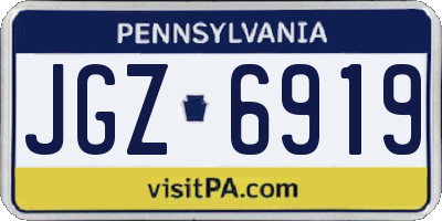 PA license plate JGZ6919