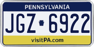 PA license plate JGZ6922