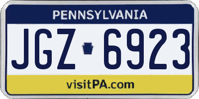 PA license plate JGZ6923