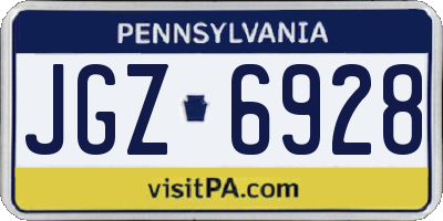 PA license plate JGZ6928