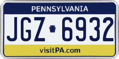 PA license plate JGZ6932
