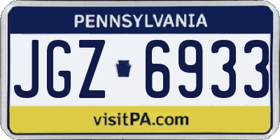 PA license plate JGZ6933