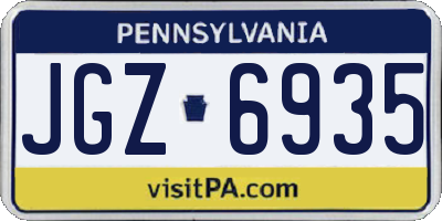 PA license plate JGZ6935