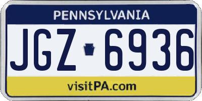 PA license plate JGZ6936