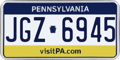 PA license plate JGZ6945