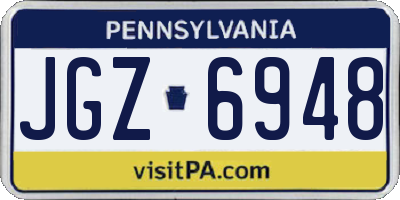 PA license plate JGZ6948