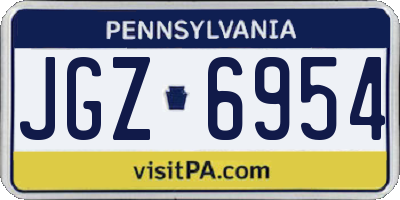PA license plate JGZ6954